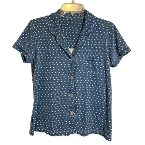 Roller Rabbit Blue Starry Night Pajama ShirtPima Cotton Size Large